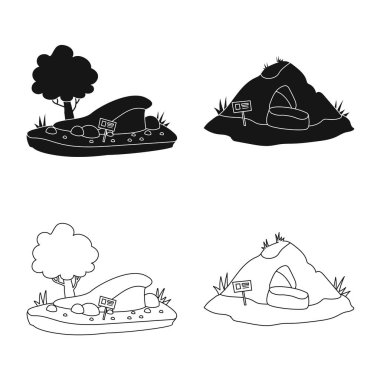 Doğa ve eğlence simgesi yalıtılmış nesne. Doğa ve eğlence hisse senedi vektör çizim seti.