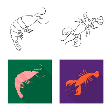 Meze ve okyanus simgesi yalıtılmış nesne. Meze ve incelik hisse senedi vektör çizim seti.