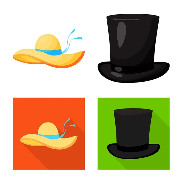 Vektorová design ikony oblečení a čepici. Sada oblečení a baret skladem vektorové ilustrace. — Stockový vektor