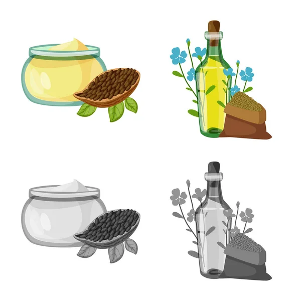 Design vettoriale del logo sano e vegetale. Set di icone vettoriali sani e agricoli per lo stock . — Vettoriale Stock
