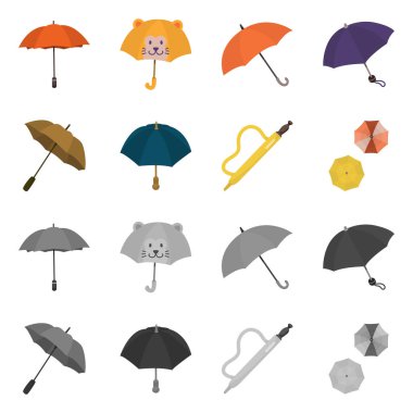 Koruma ve kapalı simge vektör çizimi. Koruma ve web için yağmurlu hisse senedi simgesi.