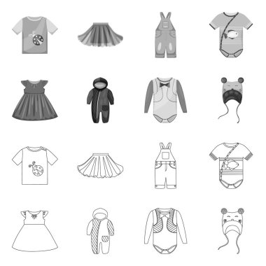 Moda ve giysi simge vektör tasarımı. Moda ve pamuk stok vektör çizim seti.