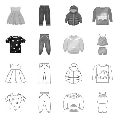 Moda ve giysi simgesi yalıtılmış nesne. Moda ve pamuk stok vektör çizim topluluğu.