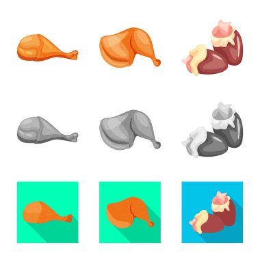 Ürün ve kümes hayvanları simge vektör tasarımı. Web için ürün ve tarım hisse senedi simgesi kümesi.