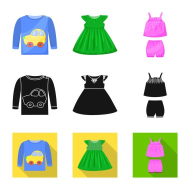 Moda ve giysi simge vektör Illustration. Moda ve pamuk stok vektör çizim topluluğu.
