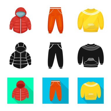 Moda ve giysi simge vektör tasarımı. Moda ve pamuk stok vektör çizim seti.