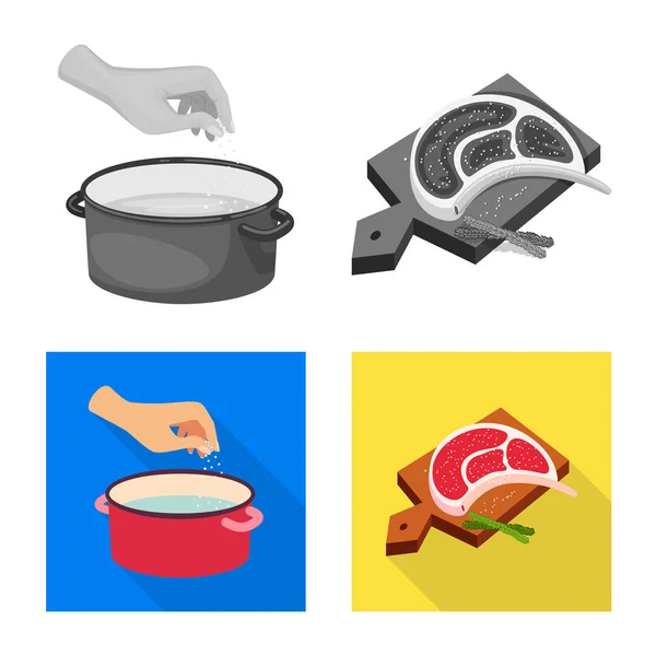 Ilustracja wektorowa ikony gotowania i morze. Zestaw do gotowania i pieczenia symbol giełdowy dla sieci web. — Wektor stockowy