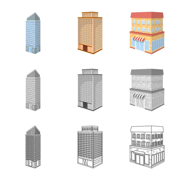 Projeto vetorial de construção e símbolo de construção. Conjunto de símbolo de estoque de construção e propriedade para web . — Vetor de Stock