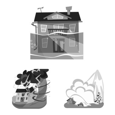 Doğa ve kıyamet sembolü vektör tasarımı. Stok için doğa ve çevre vektör simgesi koleksiyonu.