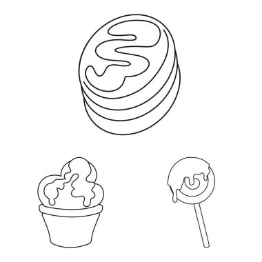 Tatlı ve ürün simgesi vektör tasarımı. Tatlı ve karamel stok vektör illüstrasyon seti.