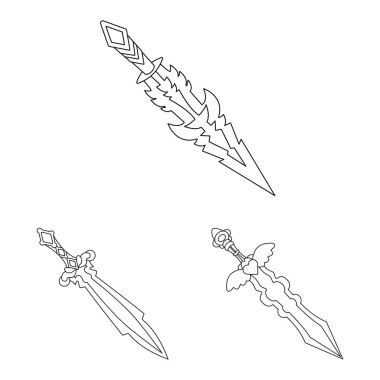 Oyun ve zırh işareti vektör Illustration. Oyun kümesi ve hisse senedi için bıçak vektör simgesi.