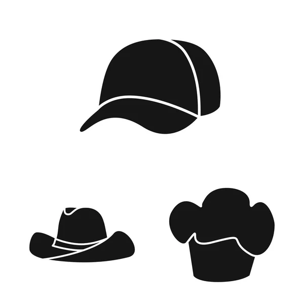 Izolovaný objekt ikony čepičku a baret. Sada čepice a napper vektorové ilustrace. — Stockový vektor