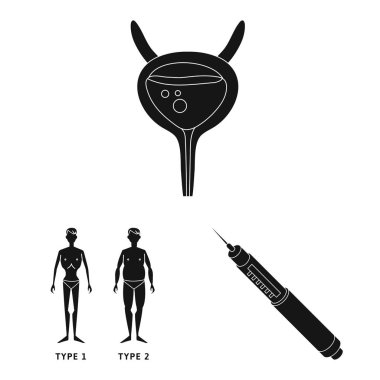 Sağlık ve tıp logosu vektör tasarımı. Web için sağlık ve diyabet stok sembolü seti.