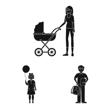 Yüz ve portre logosuvektör illüstrasyon. Hisse senedi için yüz ve kişi vektör simgesi kümesi.