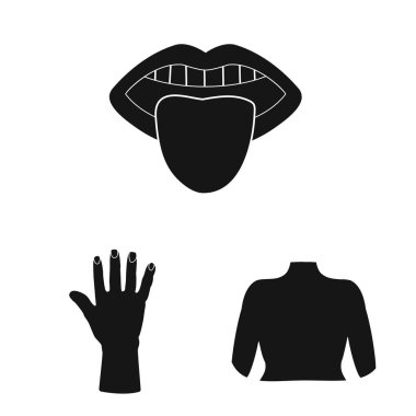 Vücut ve bölümü simgesi yalıtılmış nesne. Hisse senedi için vücut ve anatomi vektör simge topluluğu.