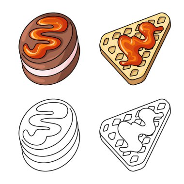 Şekerleme ve mutfak sembolü yalıtılmış nesne. Şekerlemeler ve ürün stok vektör çizim koleksiyonu.