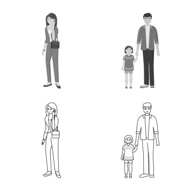 Karakter ve avatar simge vektör Illustration. Karakter ve portre hisse senedi vektör çizim seti.