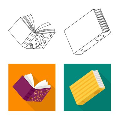 Eğitim ve kapak sembolü yalıtılmış nesne. Eğitim ve hisse senedi için kitapçı vektör simge kümesi.