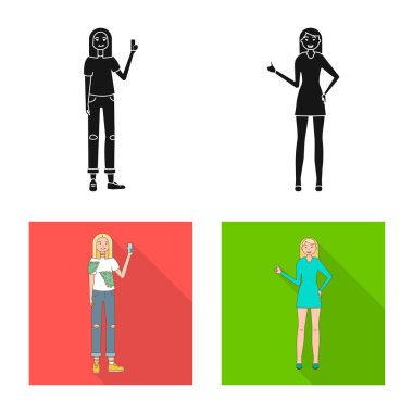 Duruş ve ruh hali simge vektör Illustration. Duruş ve kadın hisse senedi vektör çizim.