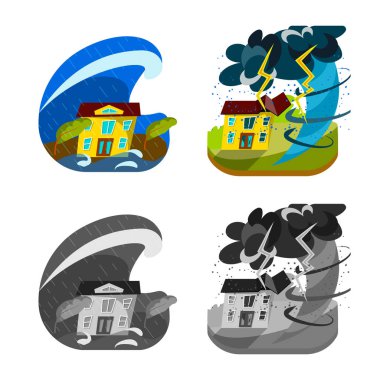 Hava ve sıkıntı simge vektör Illustration. Hava durumu ayarla ve stok için vektör simge crash.