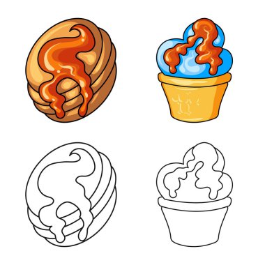 Şekerleme ve mutfak simgesi yalıtılmış nesne. Şekerlemeler ve ürün stok vektör çizim koleksiyonu.