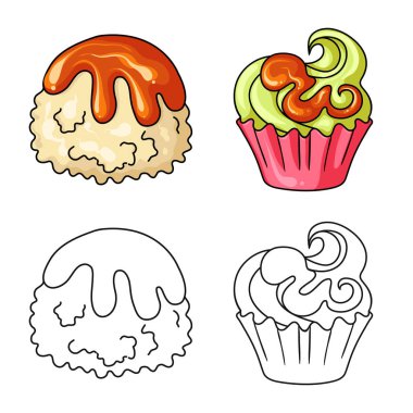 Şekerleme ve mutfak simge vektör Illustration. Şekerlemeler ve ürün stok vektör çizim koleksiyonu.