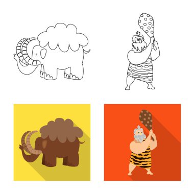 Evrim ve tarih öncesi simge vektör Illustration. Web için evrim ve geliştirme hisse senedi simgesi kümesi.