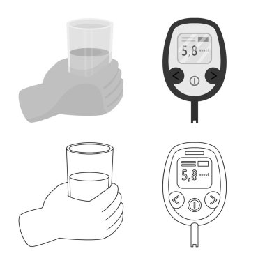 Diyet ve tedavi simge vektör Illustration. Diyet ve ilaç hisse senedi vektör çizim seti.