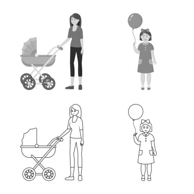 İzole işareti karakteri ve avatar nesne. Web için karakter ve portre hisse senedi simgesi kümesi.