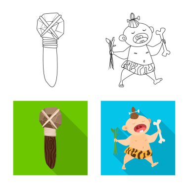 Evrim ve tarih öncesi işareti vektör tasarımı. Evrim ve geliştirme hisse senedi vektör çizim seti.