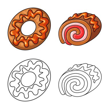 Şekerleme ve mutfak simge vektör Illustration. Şekerlemeler ve ürün stok vektör çizim koleksiyonu.