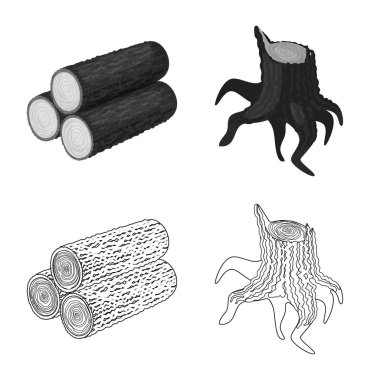 Ağaç ve ham logo vektör çizimi. Ağaç ve inşaat hisse senedi vektör çizim topluluğu.