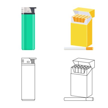 Çöp tasarımını vektör ve simge durdurmak. Çöp ve alışkanlık hisse senedi vektör çizim seti.