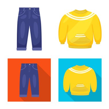 Moda ve giysi sembolü yalıtılmış nesne. Moda ve pamuk stok vektör çizim seti.