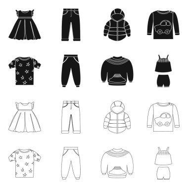 Moda ve giysi simge vektör tasarımı. Hisse senedi için moda ve pamuk vektör simge kümesi.