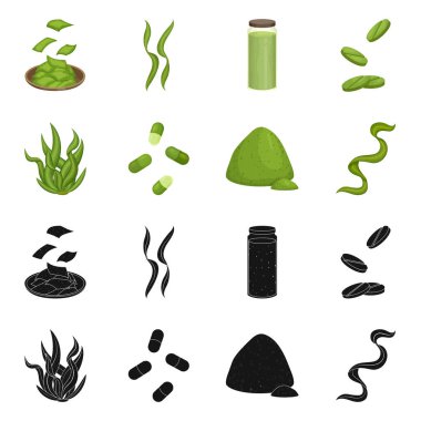 Protein ve deniz işareti vektör tasarımı. Protein ve doğal hisse senedi vektör çizim.