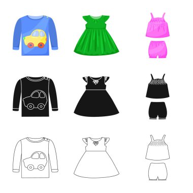 Moda ve giysi sembolü yalıtılmış nesne. Moda ve pamuk stok vektör çizim seti.