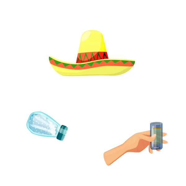 Projeto vetorial do México e sinal de tequila. Coleção de México e ícone vetor de fiesta para estoque . — Vetor de Stock