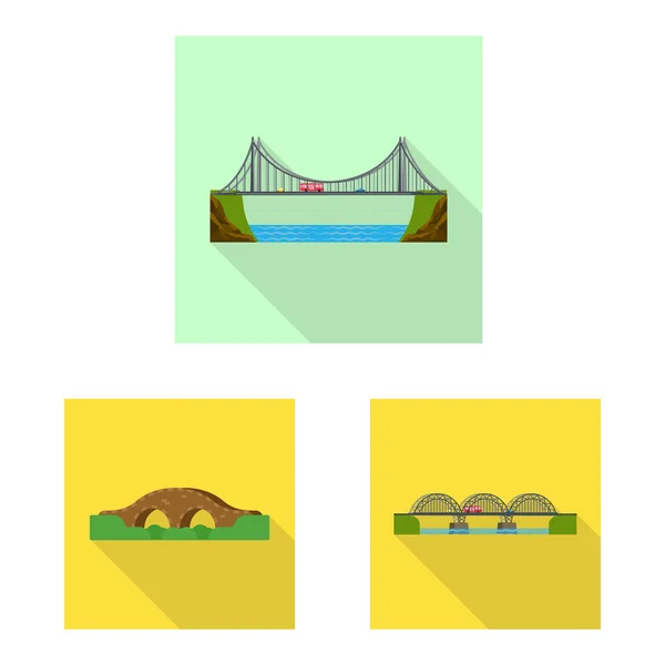 桥梁和桥梁标志的向量例证。一套用于股票的桥梁和地标向量图标. — 图库矢量图片