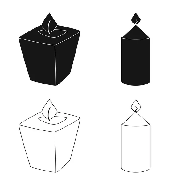 Objeto aislado de relajación y logotipo de llama. Conjunto de relajación y cera vector icono para stock . — Archivo Imágenes Vectoriales