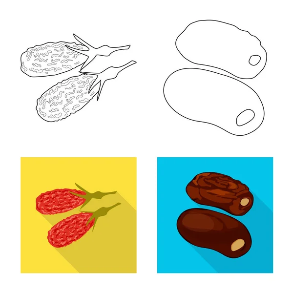 Objeto aislado de alimento y logotipo crudo. Colección de comida y naturaleza símbolo de stock para la web . — Vector de stock