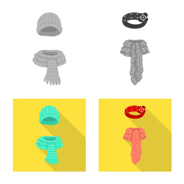 Objet isolé de vêtements et icône de texture. Collection de vêtements et de météo stock symbole pour le web . — Image vectorielle