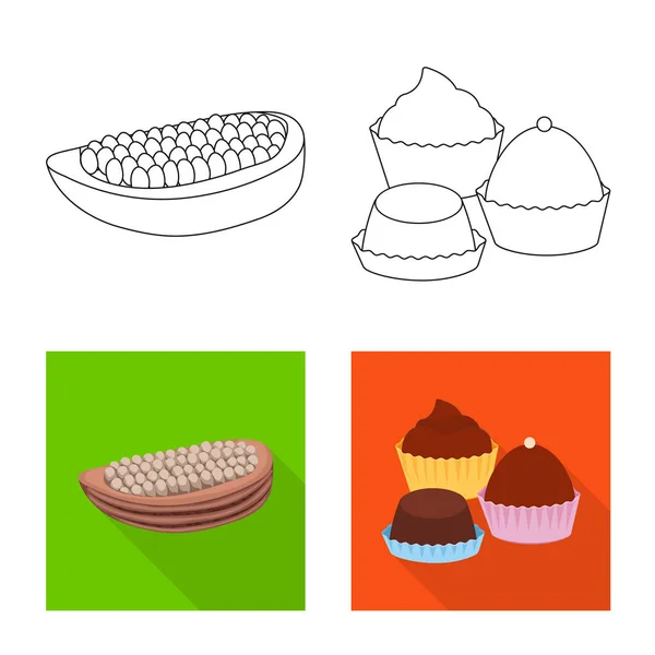 Векторный дизайн продуктов питания и вкусный символ. Коллекция пищевых и коричневых векторных значков для склада . — стоковый вектор