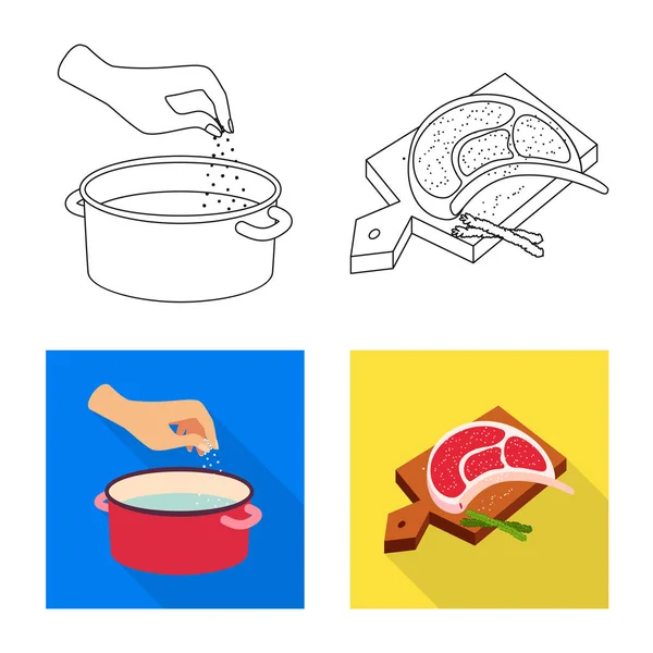 Isolerade objekt av matlagning och havet logotyp. Samling av matlagning och bakning aktiesymbol för webben. — Stock vektor