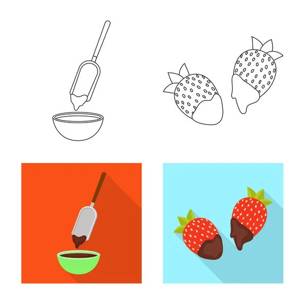 Vektordesign von Lebensmitteln und leckeren Symbolen. Essensset und braunes Vektorsymbol für Vorrat. — Stockvektor