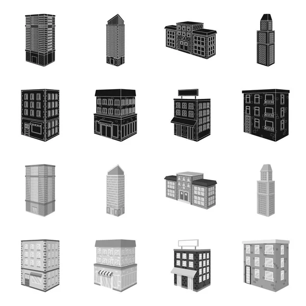 Illustration vectorielle du logo de la construction et du bâtiment. Ensemble de construction et icône vectorielle immobilière pour stock . — Image vectorielle