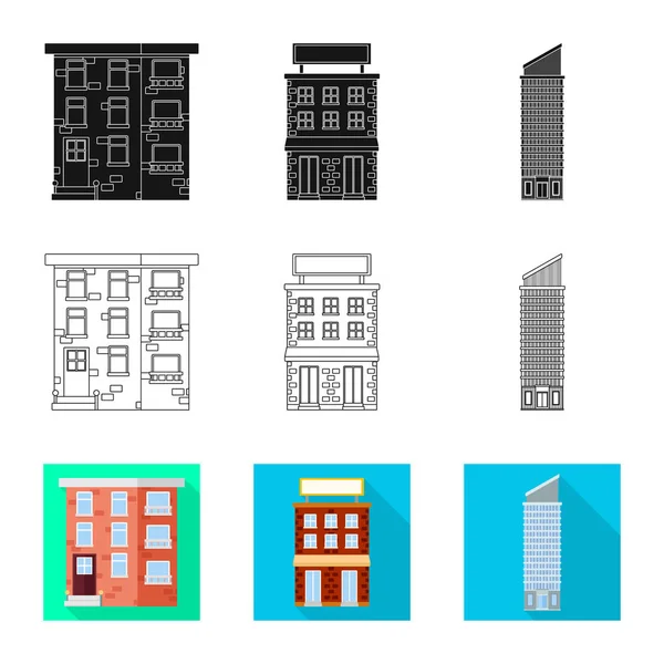 Projeto vetorial do sinal municipal e central. Coleção de ilustração vetorial de estoque municipal e imobiliário . —  Vetores de Stock