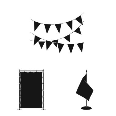 Malzeme ve ortam simgesinin vektör çizimi. Web için malzeme ve tekstil stok sembolü seti.