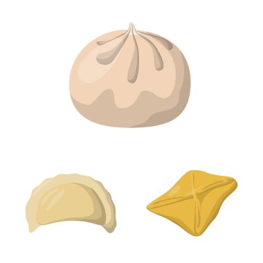 Köfte ve gıda simge vektör tasarımı. Köfte ve web için doldurulmuş hisse senedi simgesi toplama.