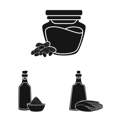 Petrol ve tarım logosu izole nesne. Web için yağ ve cam stok sembolü toplama.